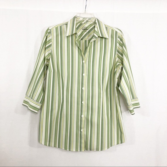 Cabela's Green 3/4 Sleeve Notched Collar Button Down Shirt - Picture 1 of 4